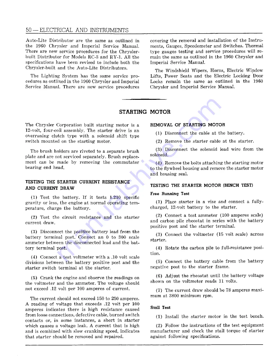 Chrysler Imperial 1960 Service Manual Download Page 679