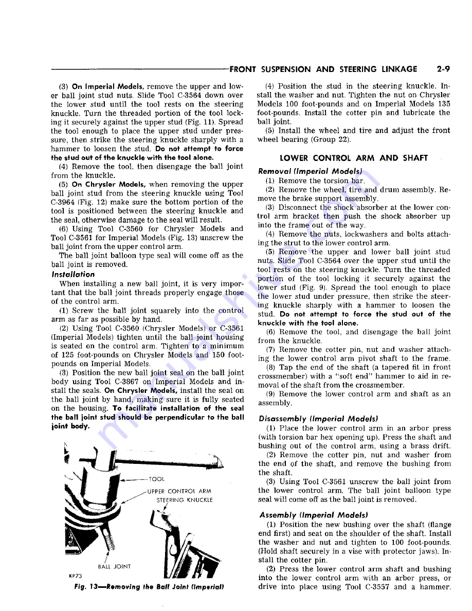 Chrysler Imperial 1965 Service – Technical Manual Download Page 61