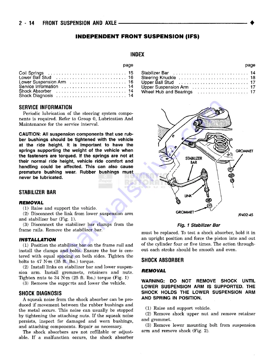 Chrysler RAM TRUCK 1500 1994 Скачать руководство пользователя страница 71