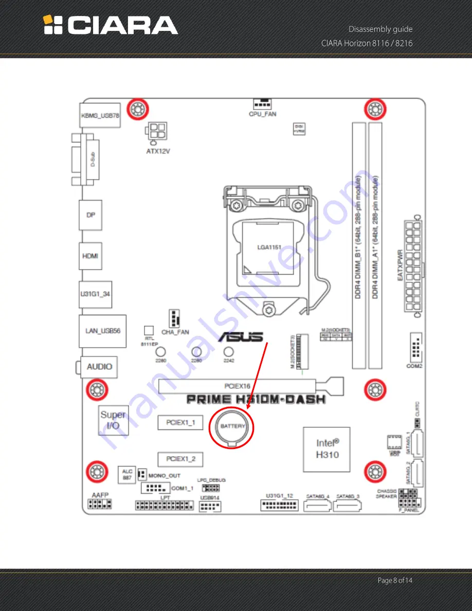 Ciara Horizon 8116 Disassembly Manual Download Page 8