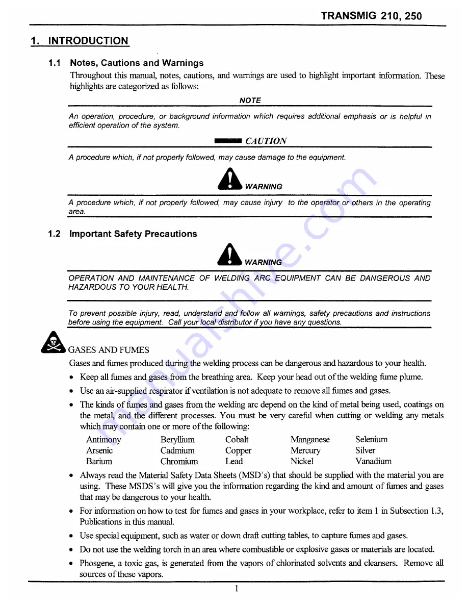 CIGWELD Transcmig 250se Operating Manual Download Page 7