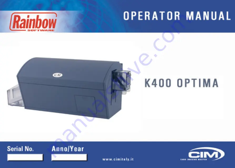 CIM K400 OPTIMA Operator'S Manual Download Page 1