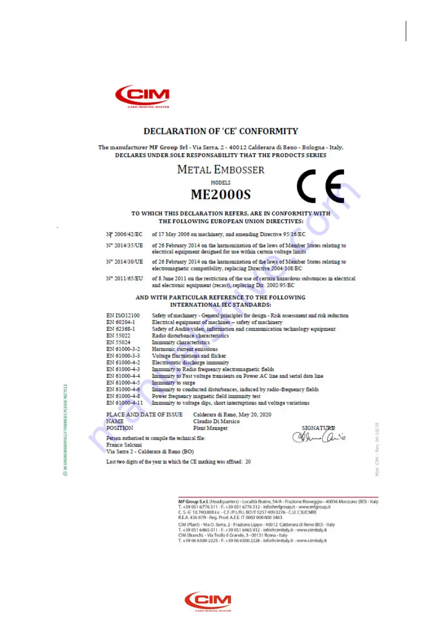 CIM ME2000S Скачать руководство пользователя страница 19