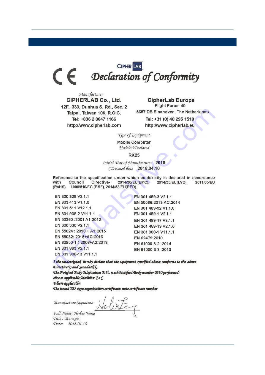 CipherLab RK25 Скачать руководство пользователя страница 13