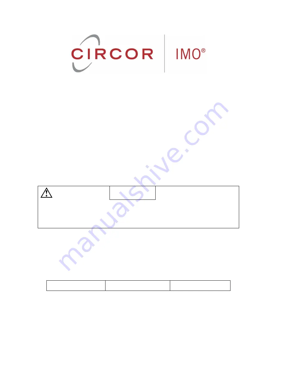 Circor IMO CIG Product Service Manual Download Page 1