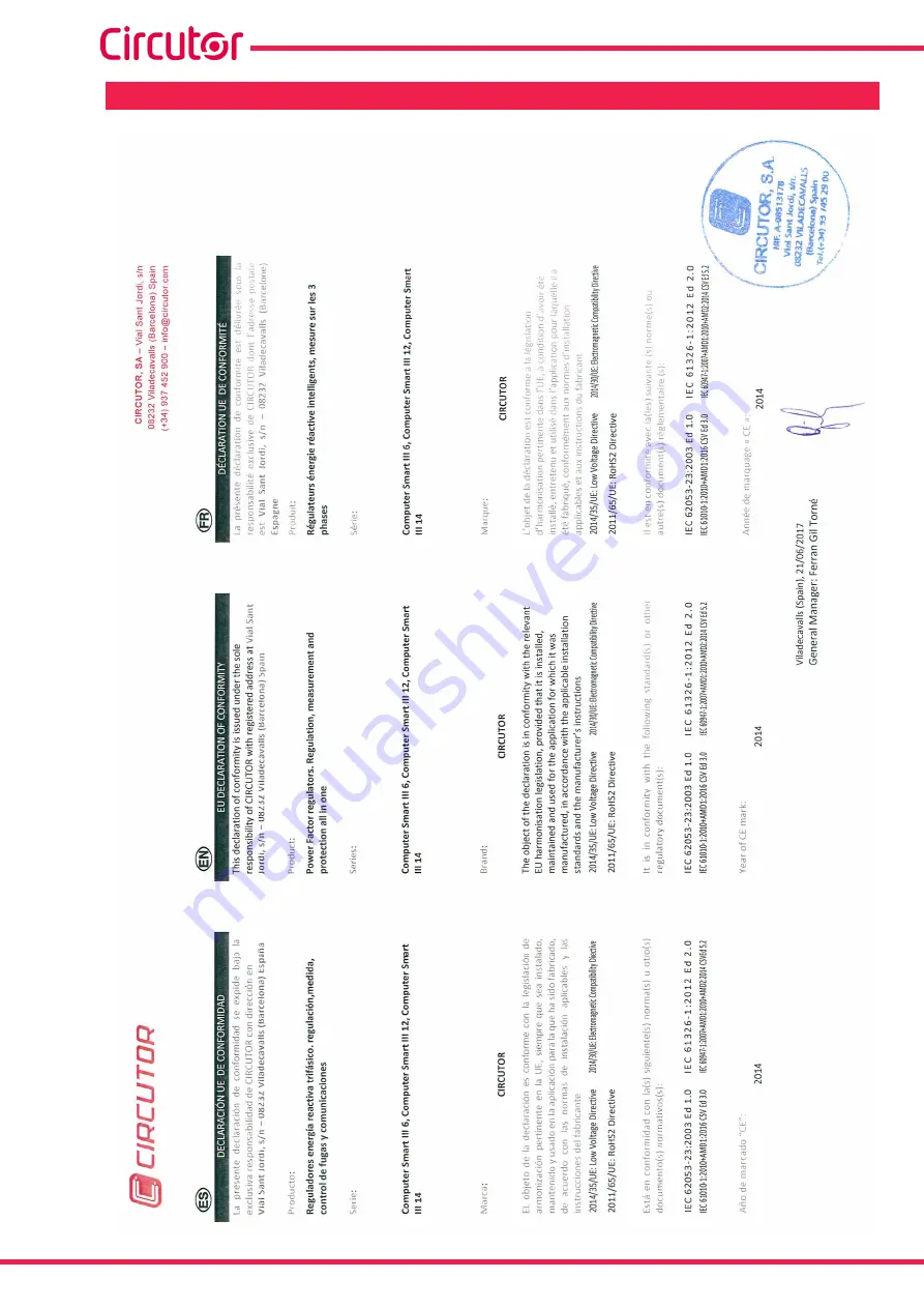 Circutor Computer SMART III 12 Instruction Manual Download Page 110