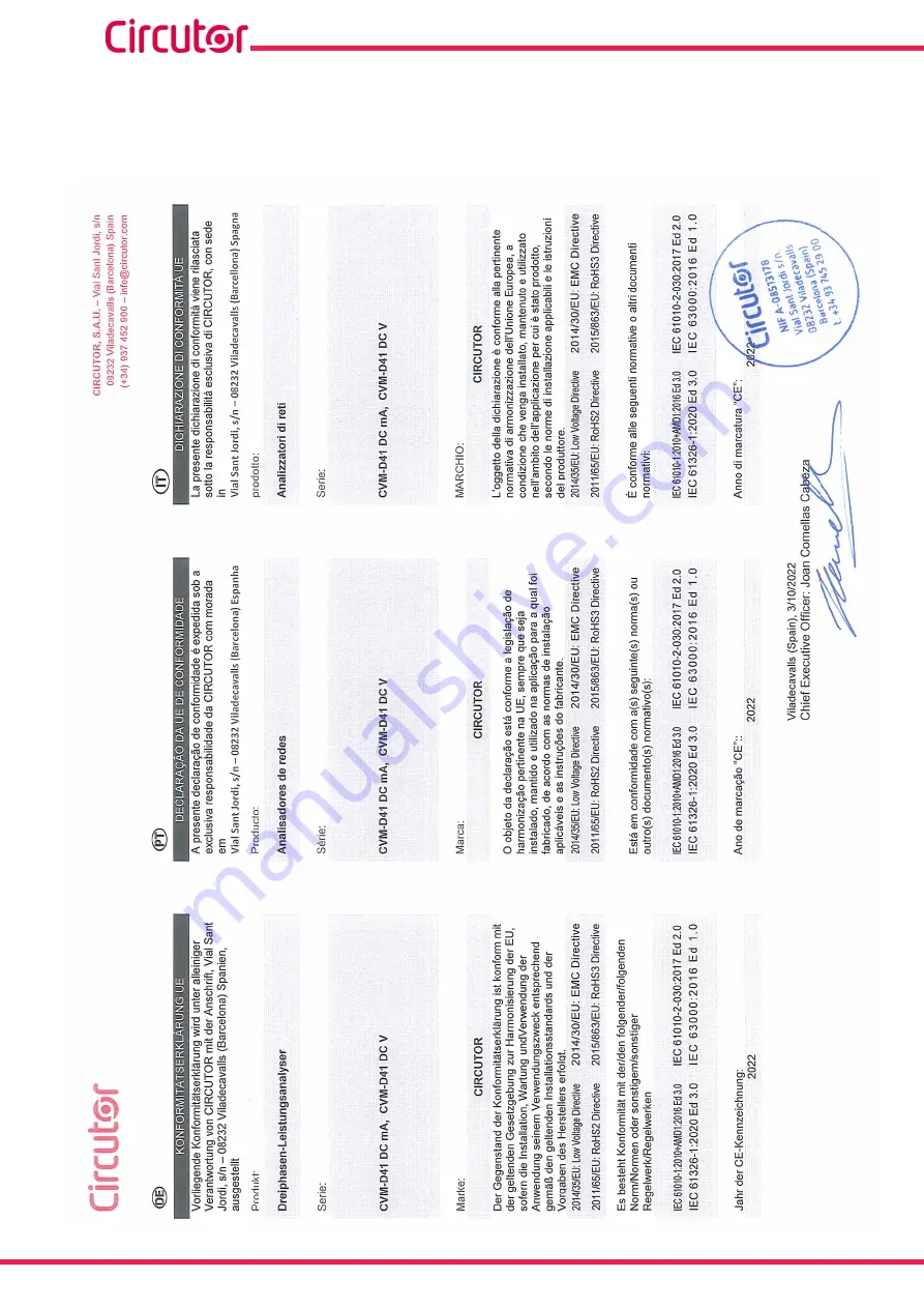 Circutor CVM-D41 DC Instruction Manual Download Page 56