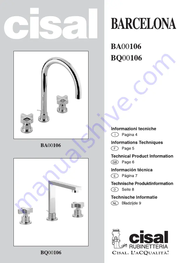 Cisal BARCELONA BA00106 Скачать руководство пользователя страница 1