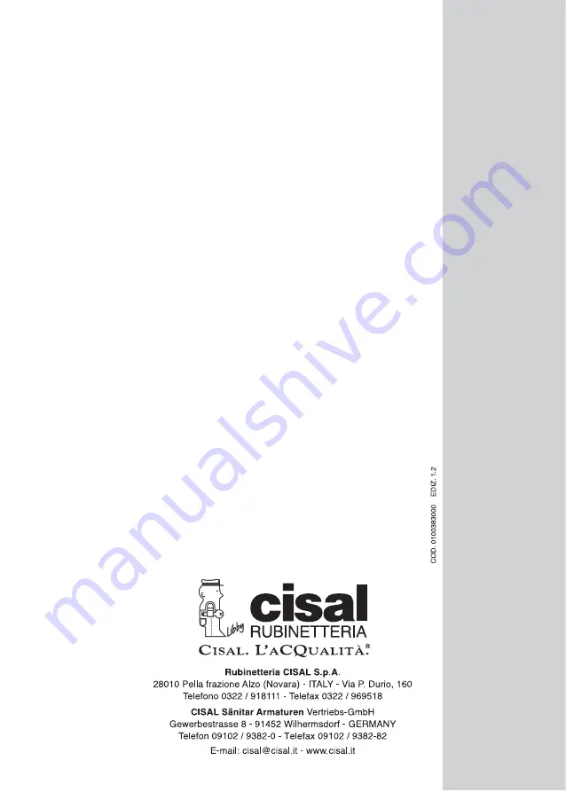 Cisal BARCELONA BA00106 Technical Product Information Download Page 12