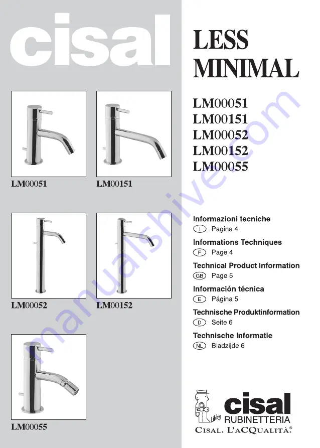 Cisal Less Minimal LM00051 Скачать руководство пользователя страница 1