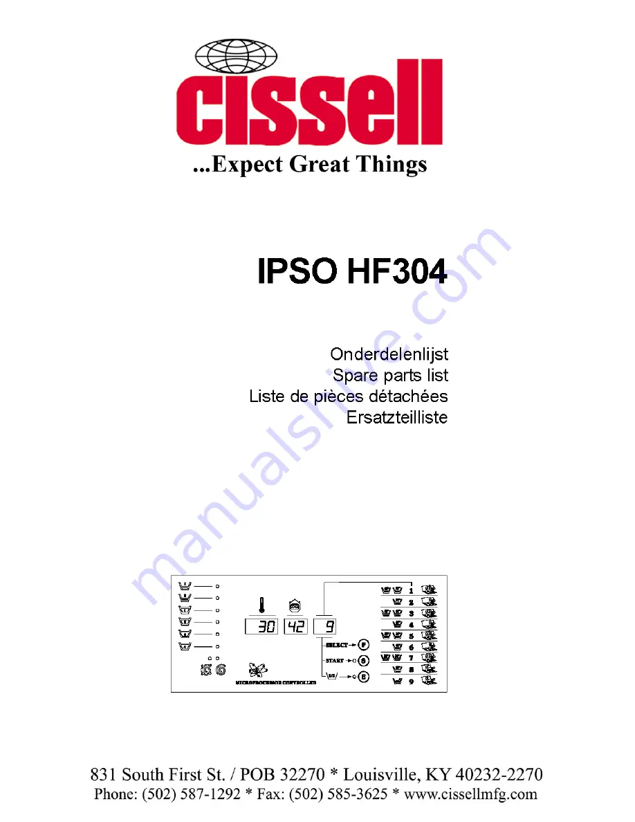 Cissell CSHW75-HF304 Spare Parts List Download Page 1