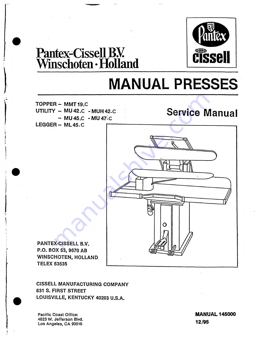 Cissell ML 45.C Service Manual Download Page 1