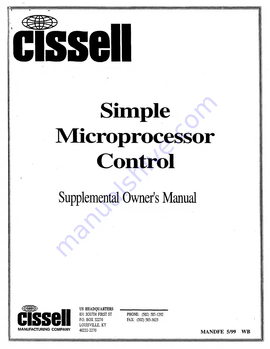 Cissell SMPMANDFE Manual Download Page 1