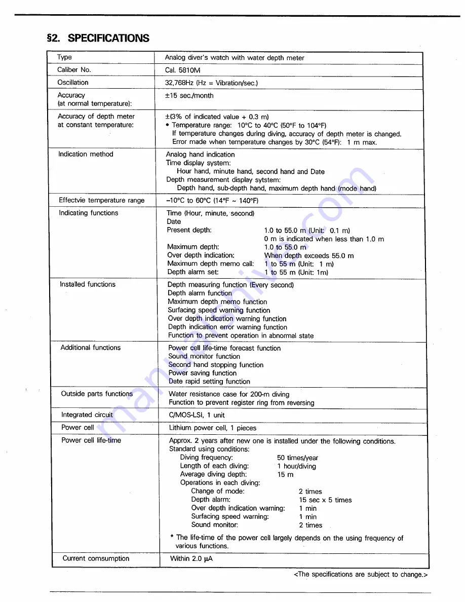 Citizen Quartz 5819 Technical Information Download Page 5