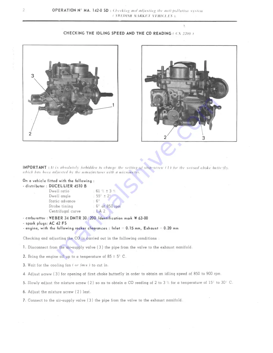 CITROEN CX 2000 Repair Manual Download Page 93