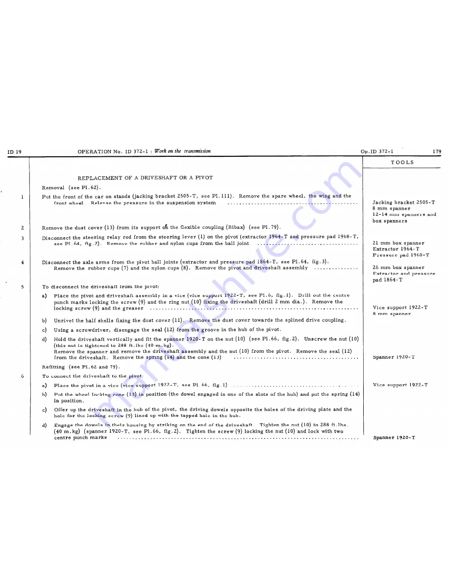 CITROËN ID 19 Repair Manual Download Page 185