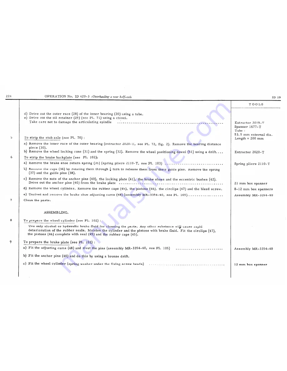 CITROËN ID 19 Repair Manual Download Page 230