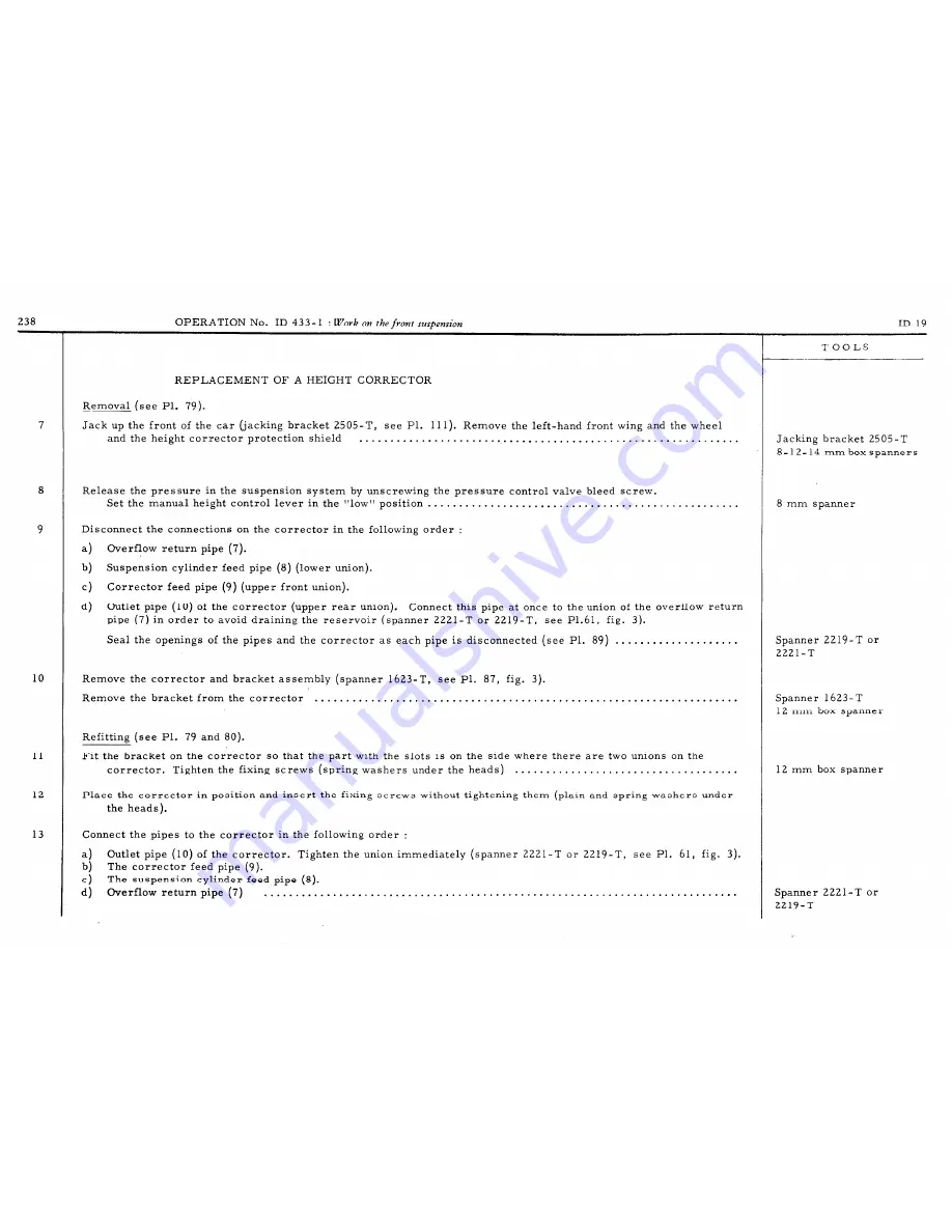 CITROËN ID 19 Repair Manual Download Page 244