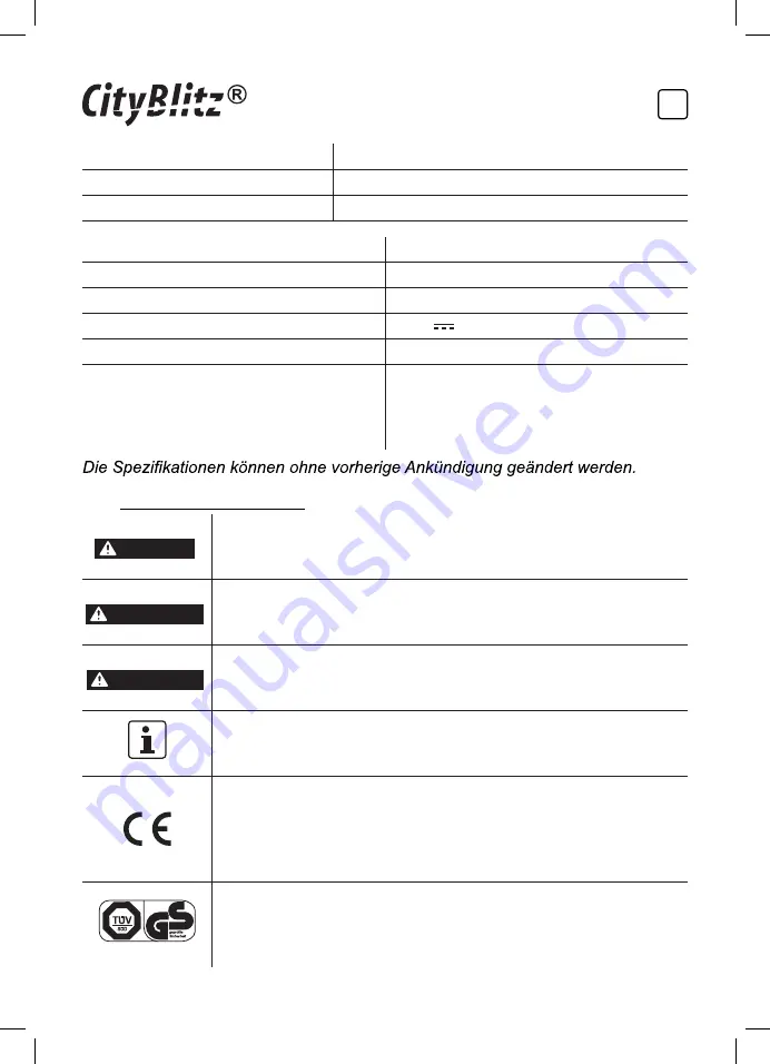 CityBlitz CB050SZ Original Instructions Manual Download Page 4