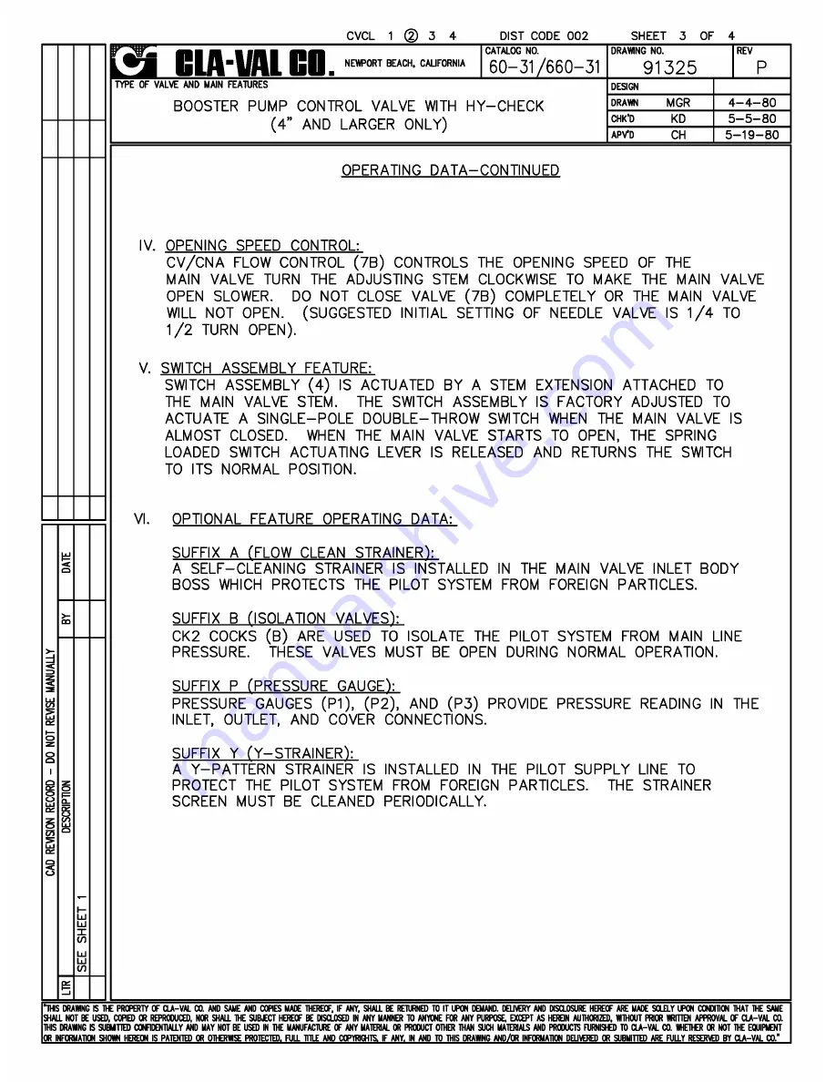 CLA-VAL 60-31 Installation, Operation And Maintanance Manual Download Page 4