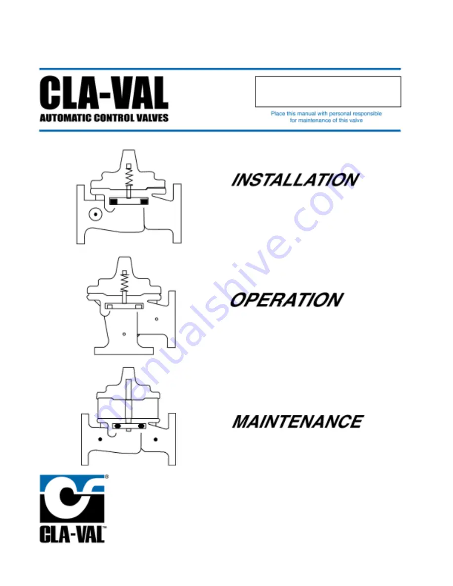 CLA-VAL 790-01 Installation Operation & Maintenance Download Page 1