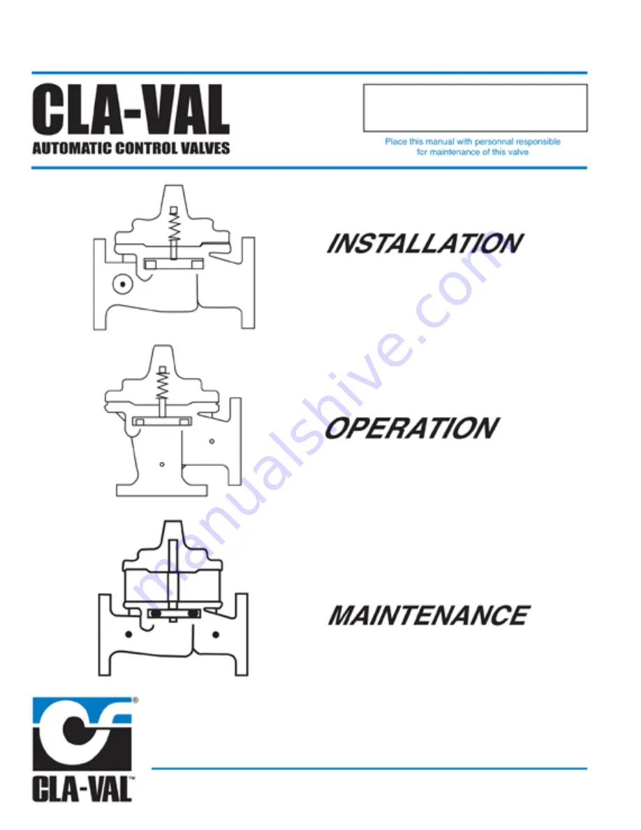 CLA-VAL 90-21 Installation Operation & Maintenance Download Page 1