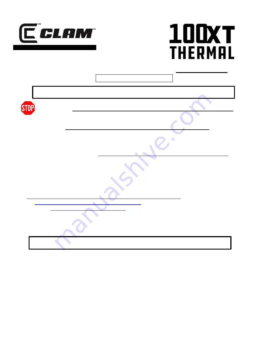 Clam 100XT THERMAL Manual Download Page 1