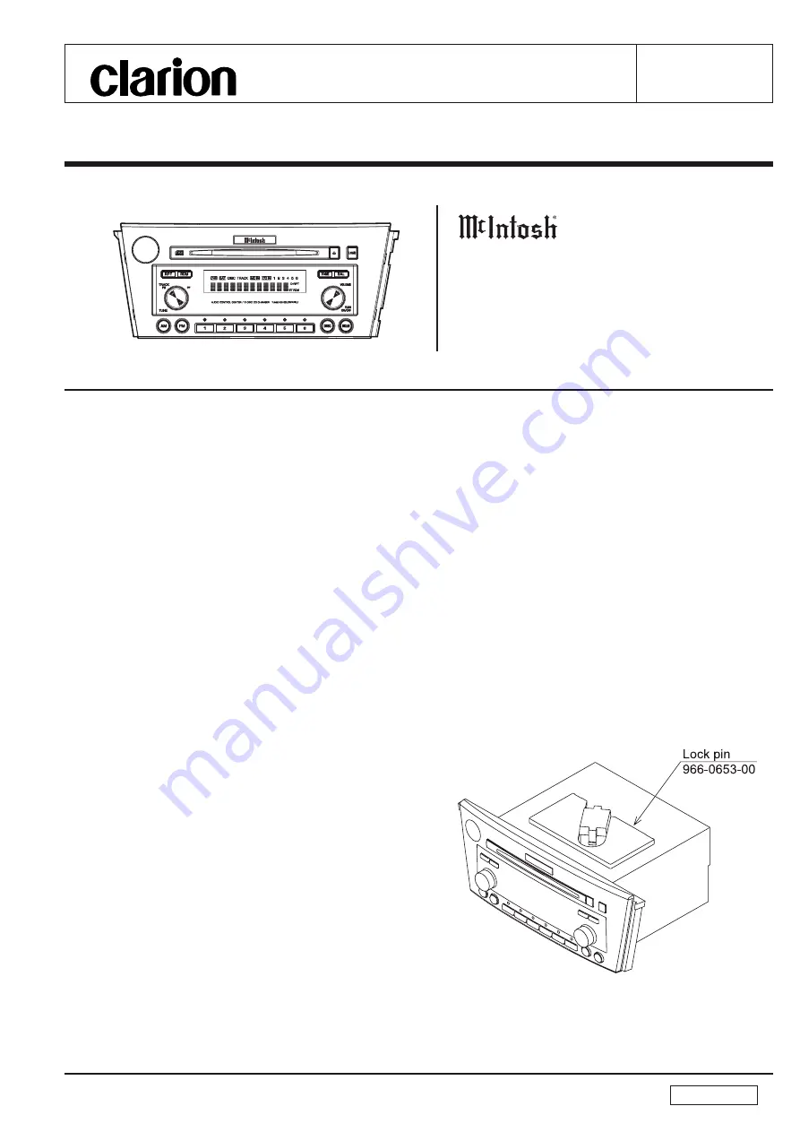 Clarion 86201AG240 Service Manual Download Page 1