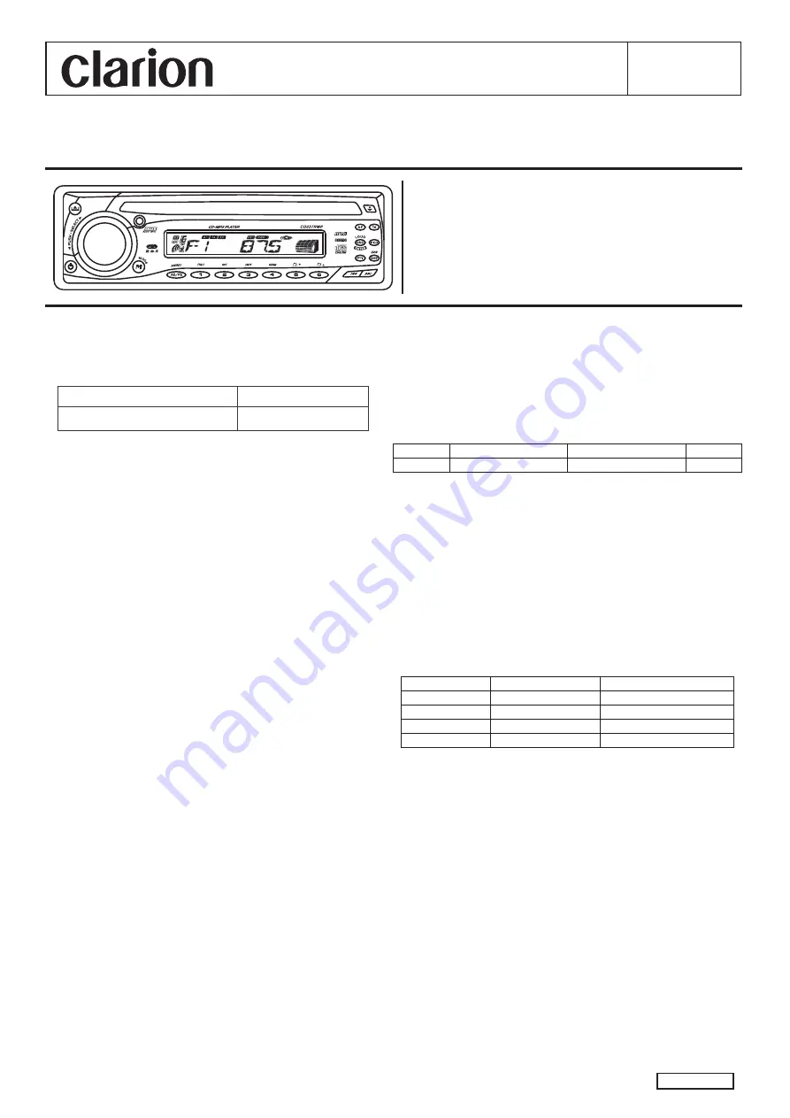 Clarion CD037RMP Скачать руководство пользователя страница 1