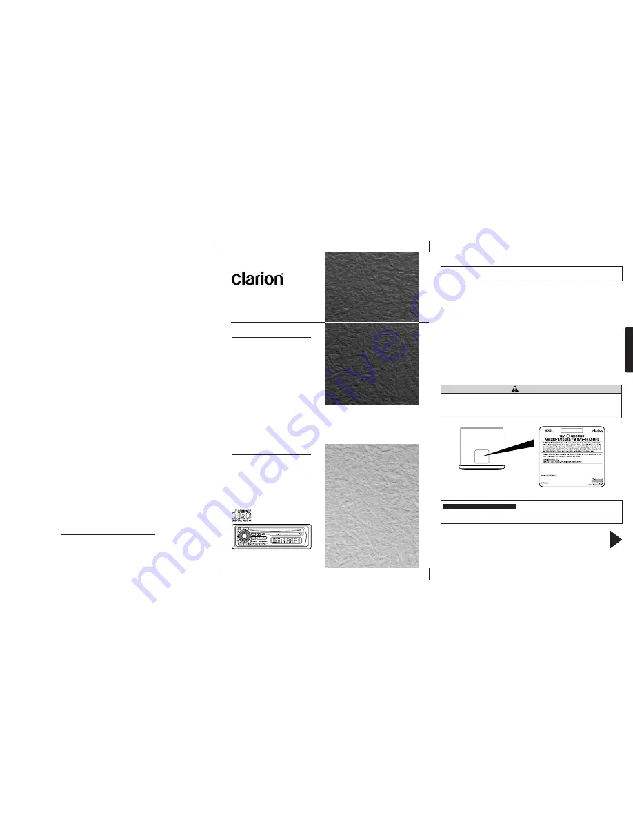 Clarion DB225 Owner'S Manual Download Page 1