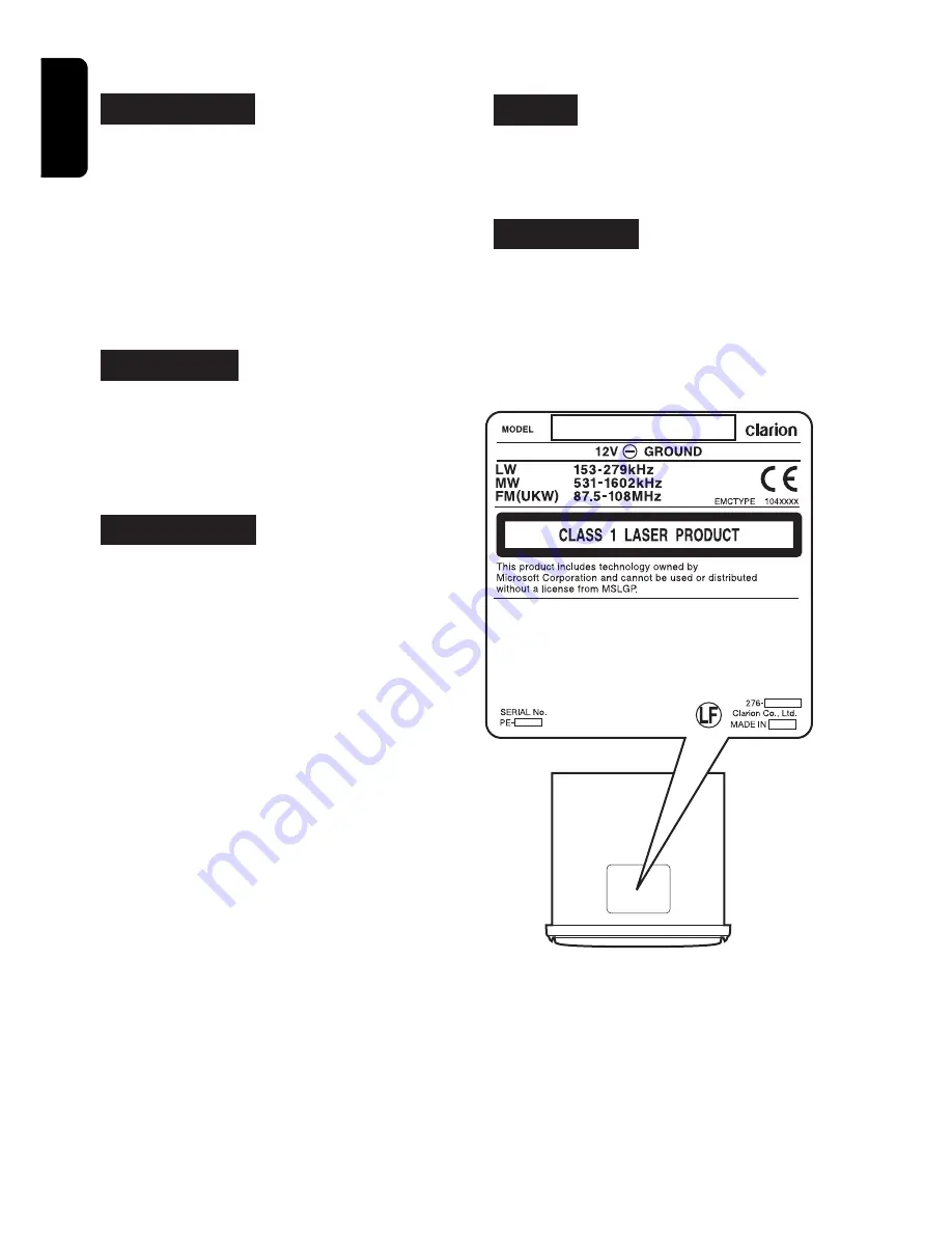 Clarion DXZ388RUSB Owner'S Manual Download Page 2