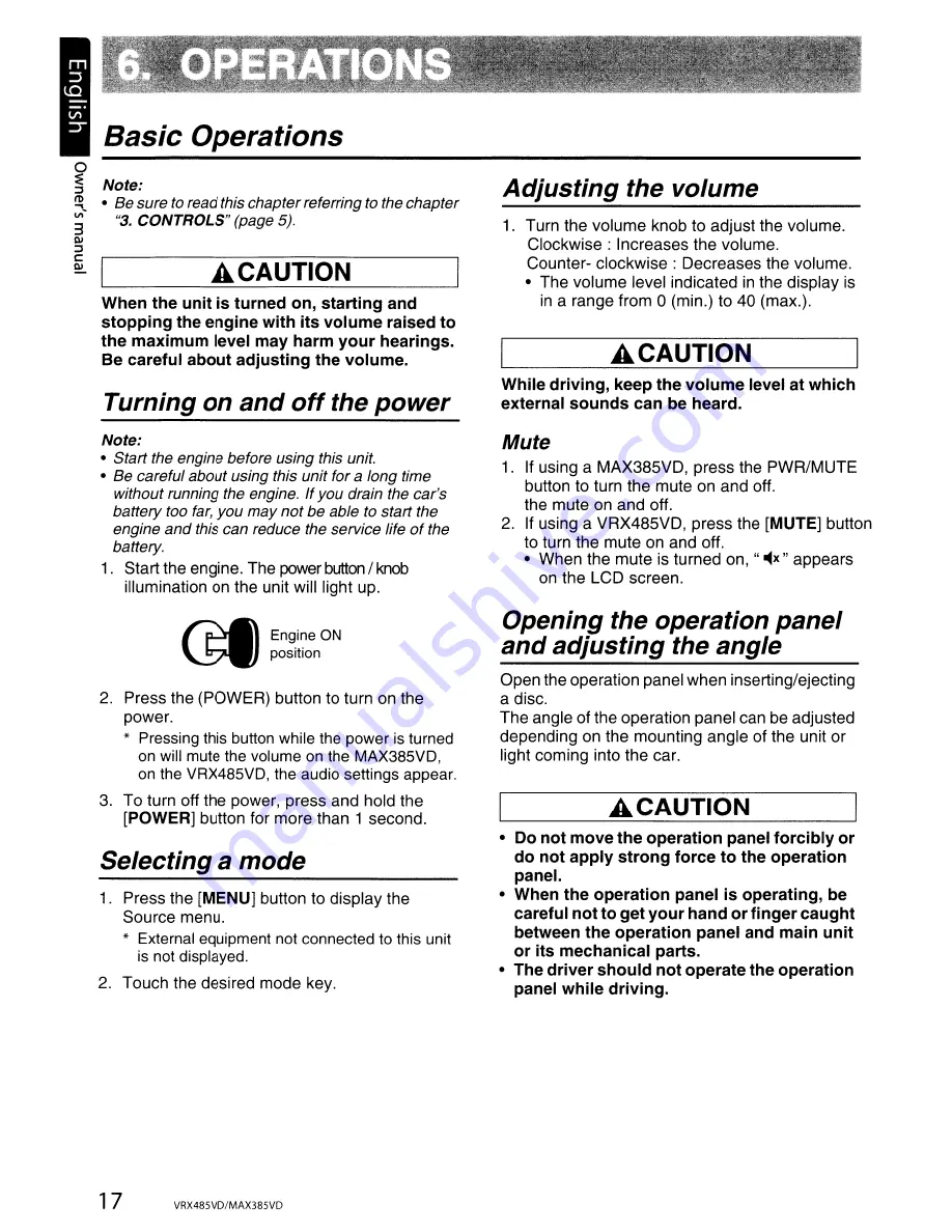 Clarion MAX385VD Owners & Installation Manual Download Page 17