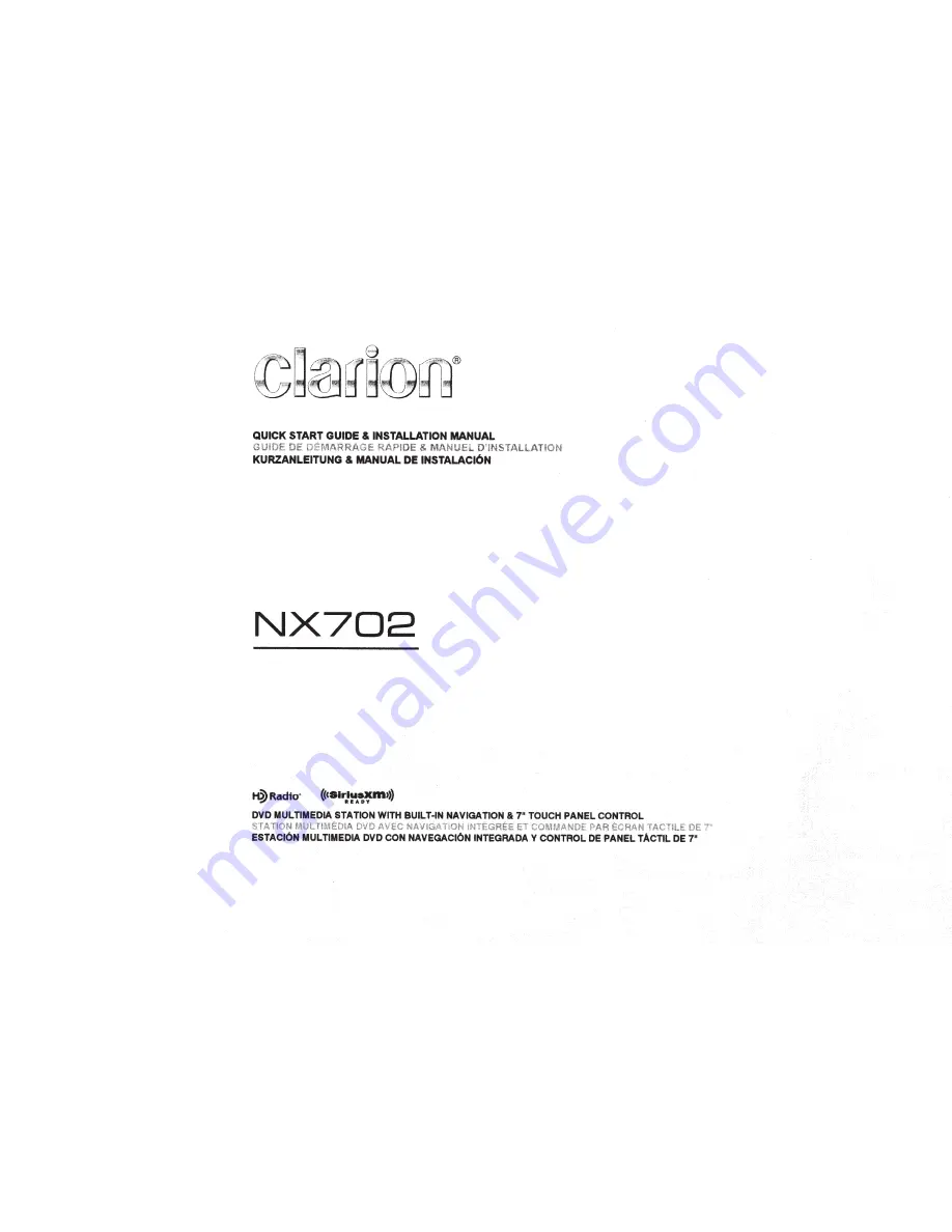 Clarion NX702 Installation Manual Download Page 1