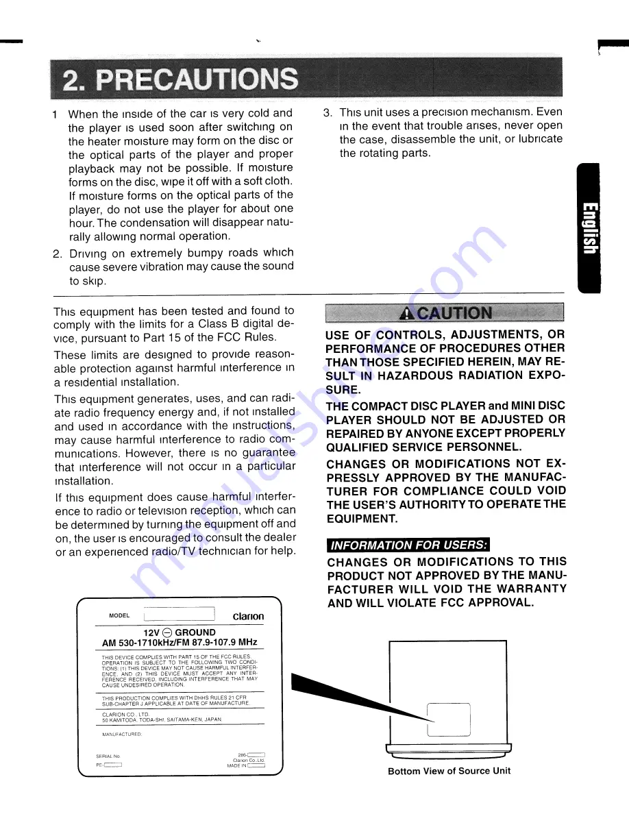 Clarion rdx665dz Owner'S Manual Download Page 3