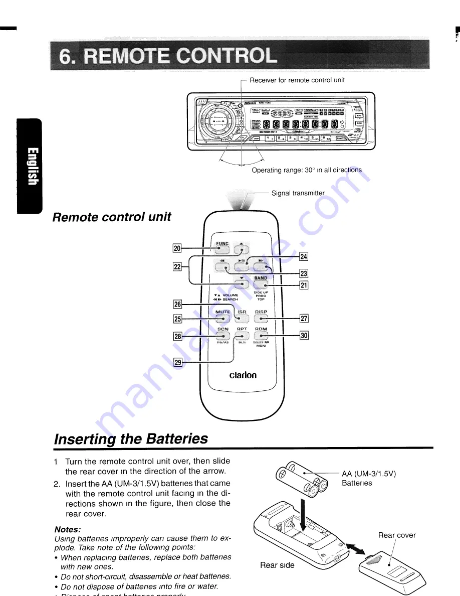 Clarion rdx665dz Owner'S Manual Download Page 8