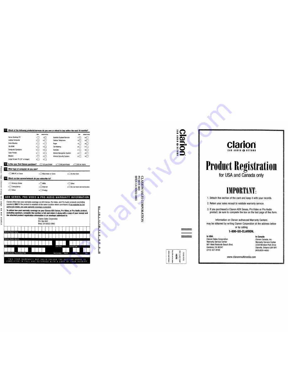 Clarion rdx665dz Owner'S Manual Download Page 28