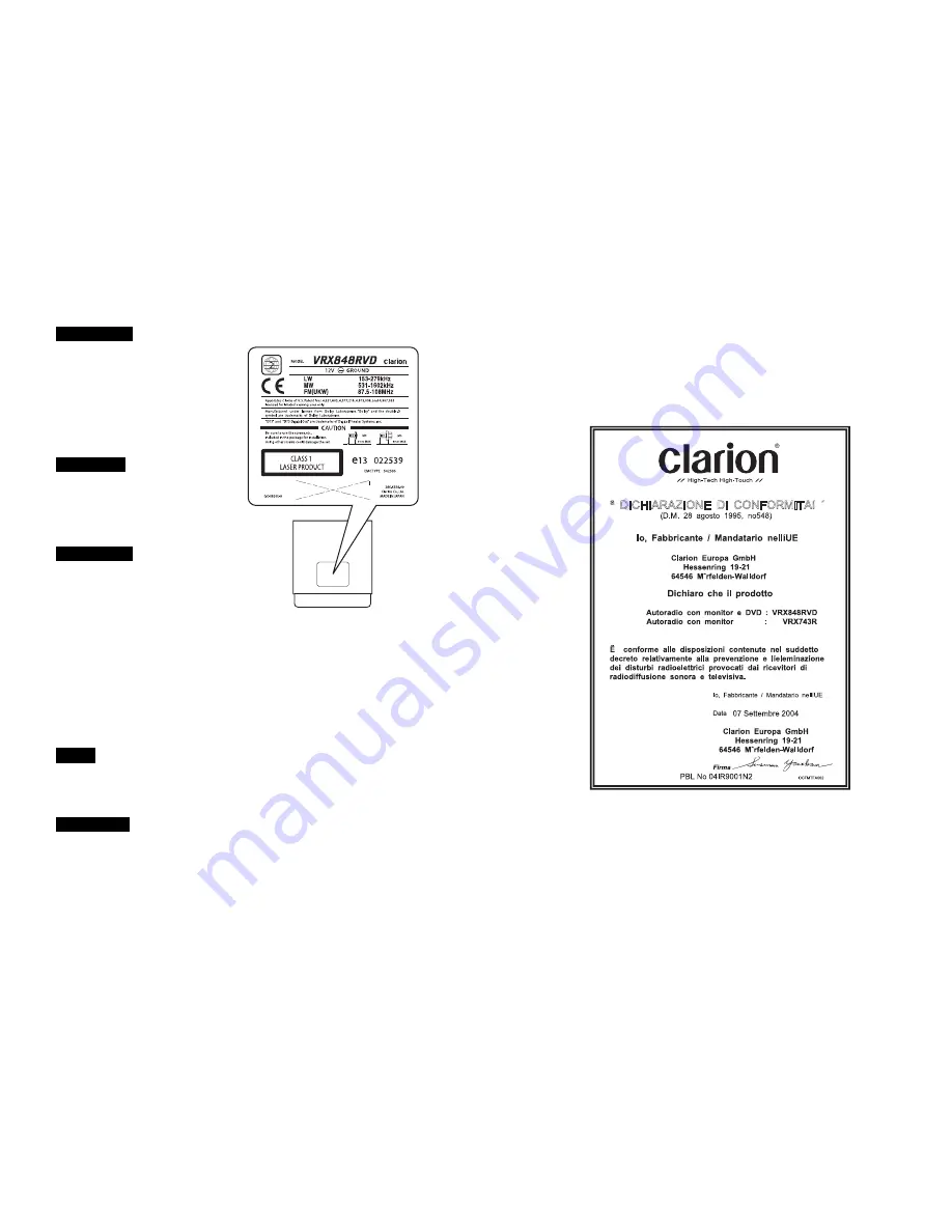 Clarion VRX743R Owner'S Manual Download Page 2