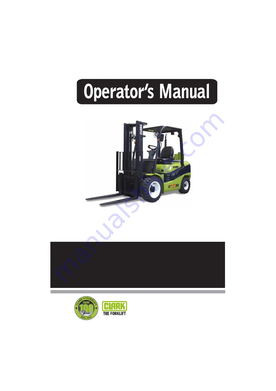 Clark GTS 20 D Operator'S Manual Download Page 1