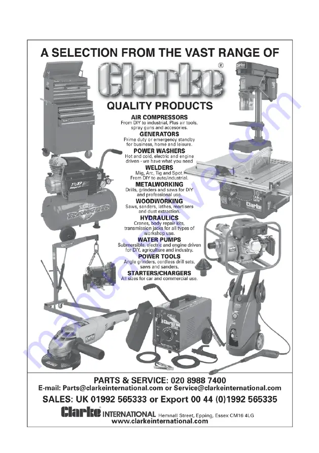 Clarke 3400900 Operating & Maintenance Instructions Download Page 12