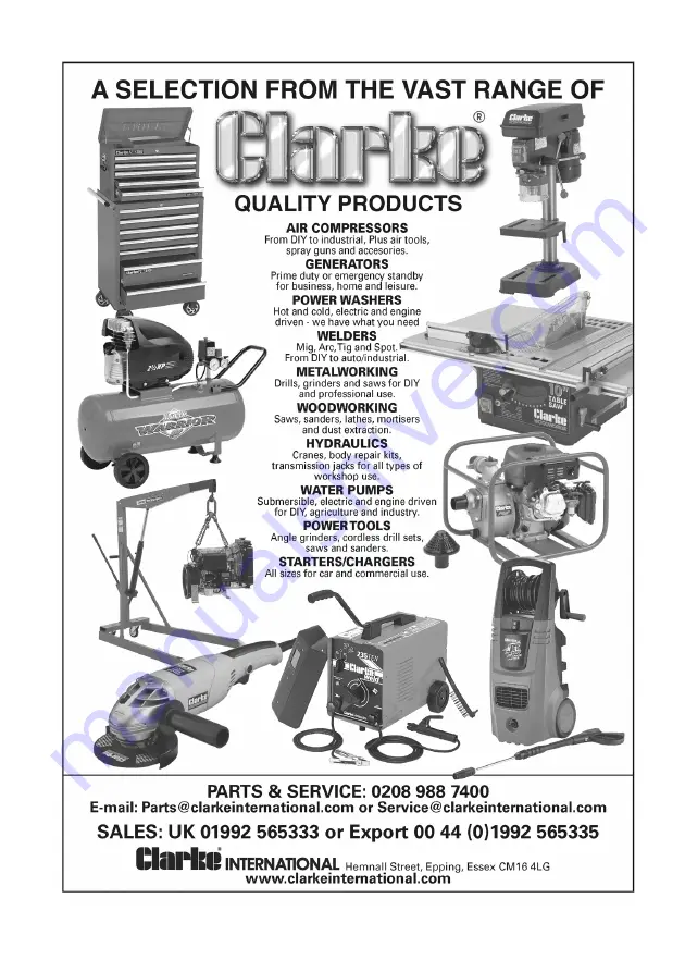 Clarke 6012232 Operating & Maintenance Instructions Download Page 8