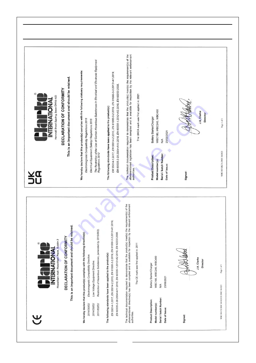 Clarke 6261500 Operation & Maintenance Instructions Manual Download Page 19