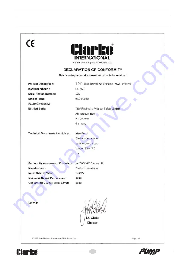 Clarke 7140635 Скачать руководство пользователя страница 26