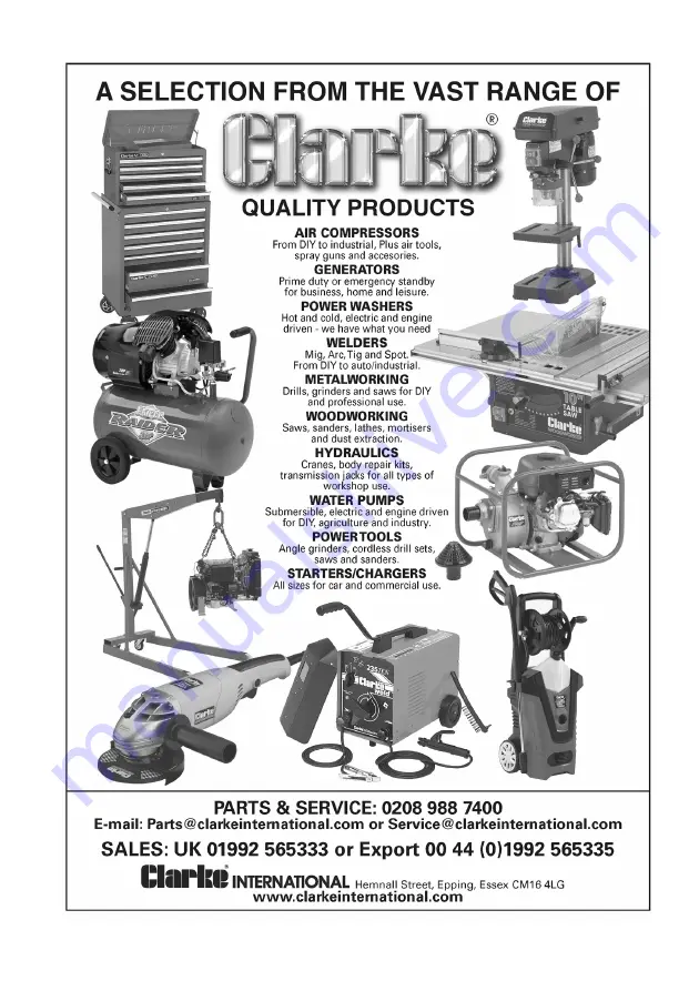 Clarke 7610901 Operation & Maintenance Instructions Manual Download Page 12