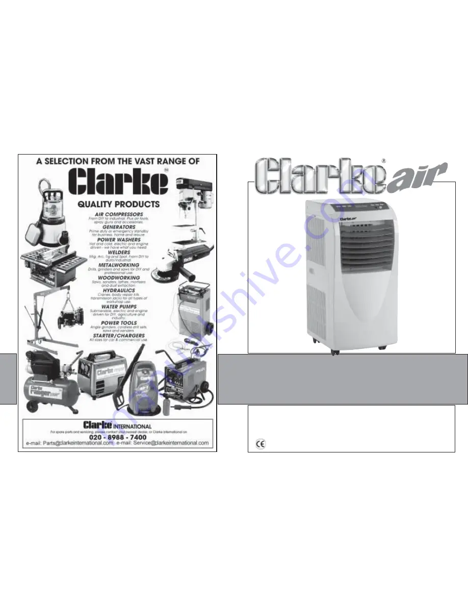 Clarke CA 9000 Operation & Maintenance Instructions Manual Download Page 1