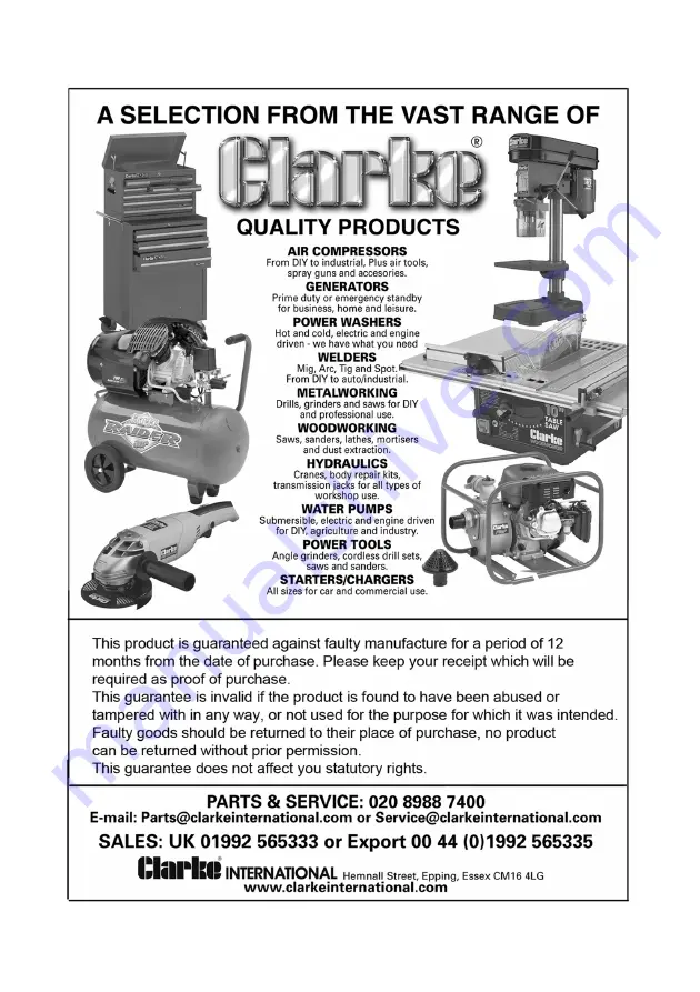 Clarke CARS1 Operation & Maintenance Instructions Download Page 4