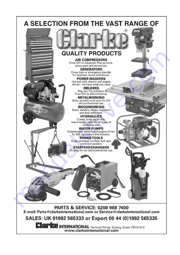 Clarke CAT117 Operating & Maintenance Instructions Download Page 16