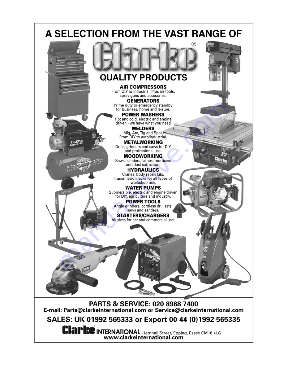 Clarke Contractor CON185 Operation & Maintenance Instructions Manual Download Page 16