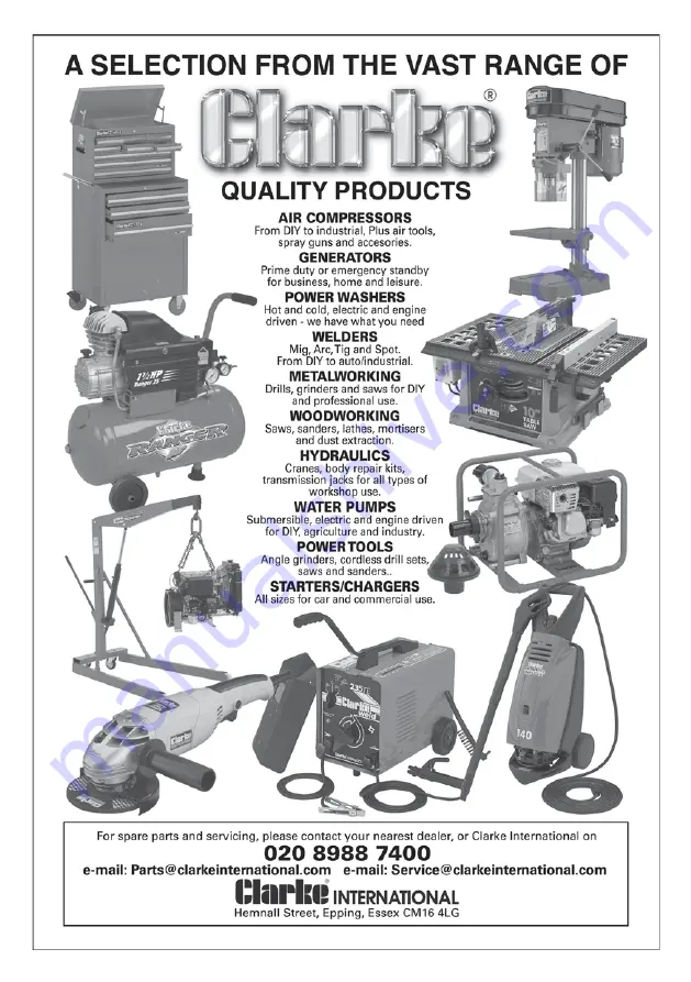 Clarke CUH100 User Manual Download Page 8