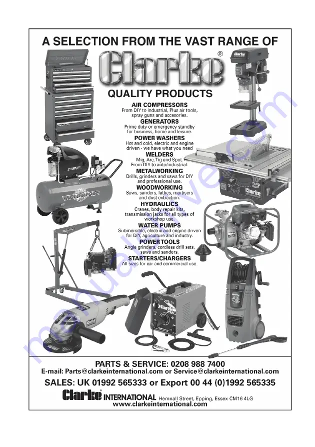 Clarke DFT230 Operation & Maintenance Instructions Manual Download Page 12