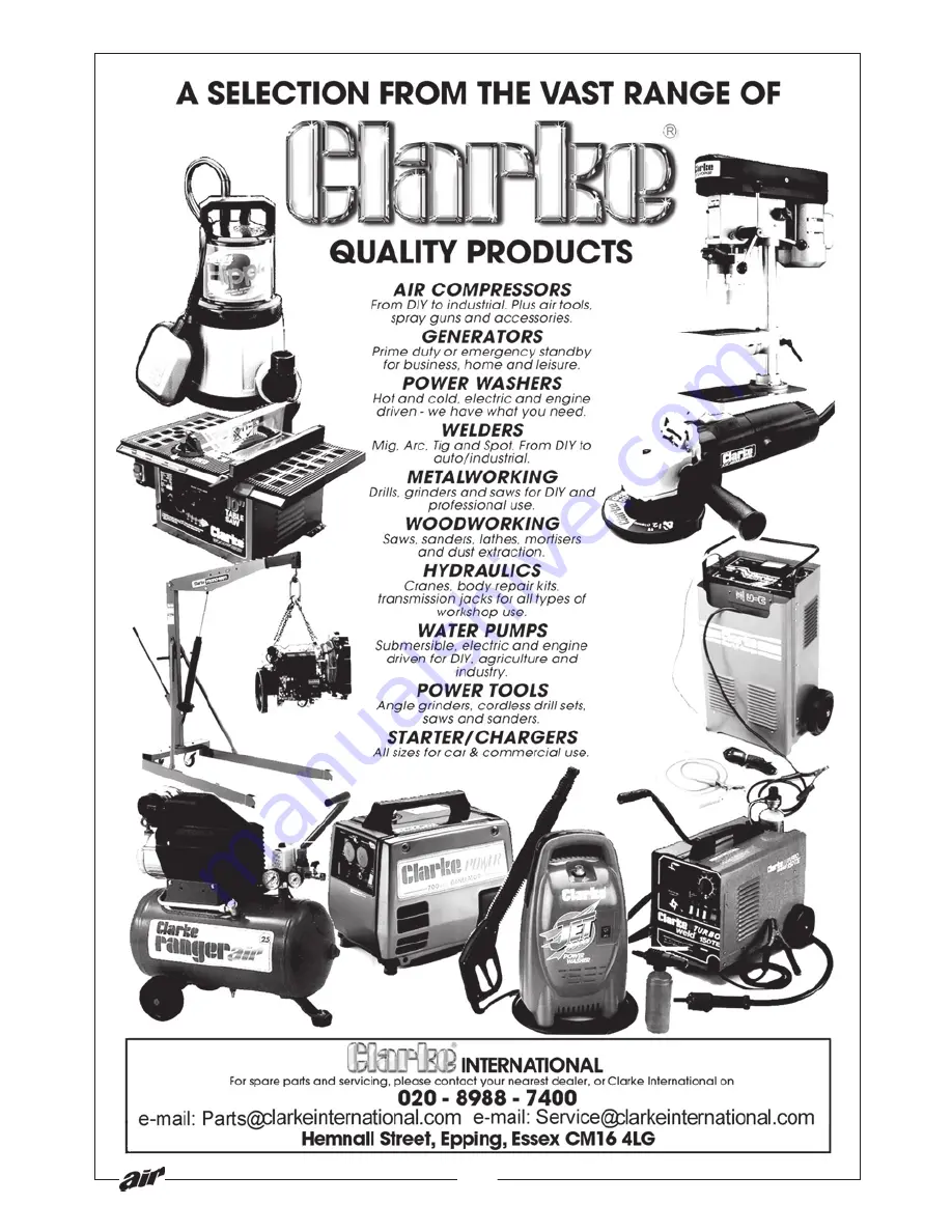 Clarke Hunter 54 Operation & Maintenance Instructions Manual Download Page 24